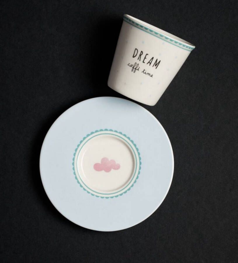 BLOGO Design Bone Collection HAPPY TABLE “DREAM” China Porselein set van 4 Kop & Schotel 11.4 x 7.8 cm