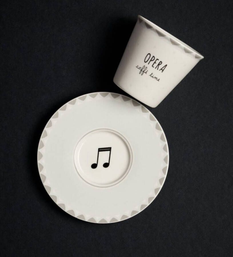 BLOGO Design Bone Collection HAPPY TABLE “OPERA” China Porselein set van 4 Kop & Schotel 11.4 x 7.8 cm