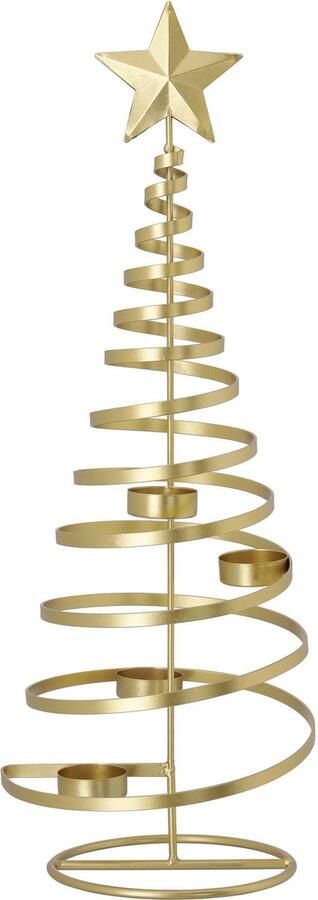 Blokker theelichthouder Kerstboom 17X17X52cm goud