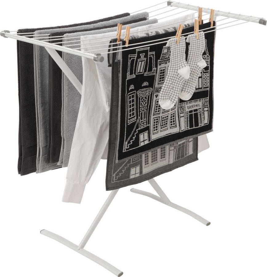 Blokker Droogrek Inklapbaar 90 cm Hoog Wit Wasrek Staand met 9m Drooglengte Compact Wasdroogrek