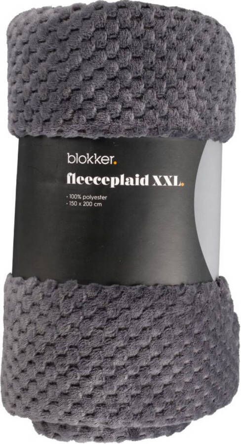 Blokker Fleece Plaid XXL Fleecedeken Grijs 150x200cm