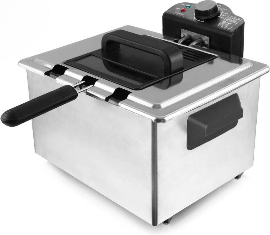 Blokker Frietpan 5 Liter RVS 2000W Frituurpan Dubbel met 3 Frituurmanden Incl. Oververhittingsbeveiliging en Vaatwasserbestendige Onderdelen Instelbaar tot 190°C Voor Perfecte Friet en Snacks