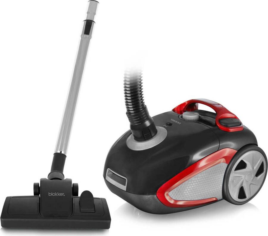 Blokker Stofzuiger met Zak 800W Zwart Rood Vacuum Cleaner Snoerlengte 5 meter HEPA 10 Filter Geschikt Voor Allergie Ideaal Tegen Dierenharen Alle Typen Vloeren Stofzuigen