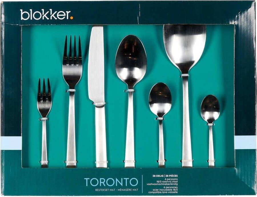 Blokker Toronto Bestekset 38-delig 6 persoons Zilverkleurig Mat