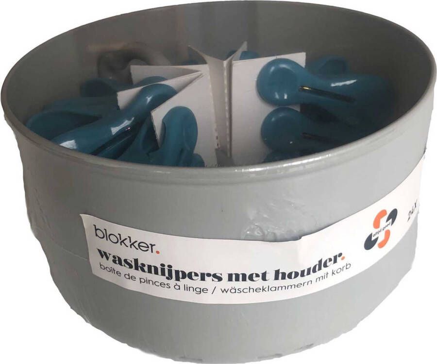 Blokker wasknijpers met houder 24 stuks