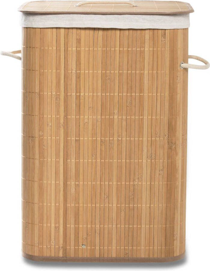 Blokker Wasmand met Deksel Bamboe 76 Liter Houten Wasbox