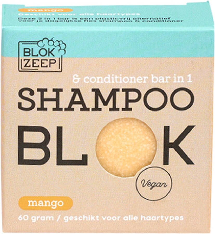 Blok Zeep Blokzeep 2-in-1 shampoo & conditioner bar Mango (voor alle haartypes)