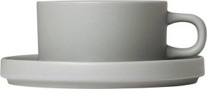 Blomus Kopjes en Schotel Pilare Mirage Grey 170 ml 2 Stuks