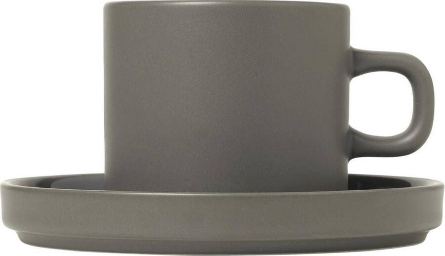 Blomus PILAR 2 koffiekoppen 200ml met schotel Pewter