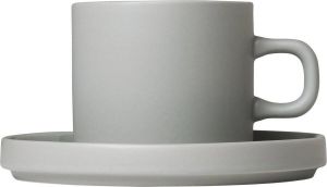Blomus PILAR koffiekoppen 2 stuks 200ml met schotel Mirage Grey