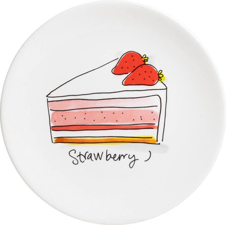 Blond Amsterdam Even Bijkletsen: Bord Strawberry 18cm