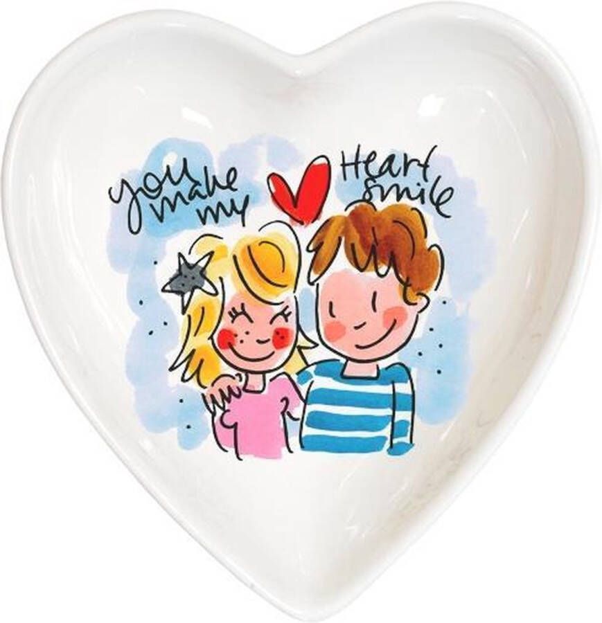 Blond Amsterdam Even Bijkletsen Heart Bowl 16 5 cm Blue