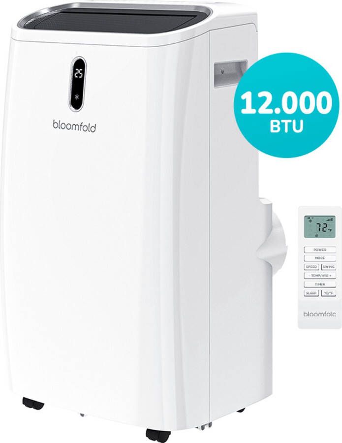 Bloomfold Mobiele Airco 12.000 BTU 4-in-1 Airconditioning met Raamafdichtingskits Slaapkamer Woonkamer tot 35m² koelen Wifi modus & App