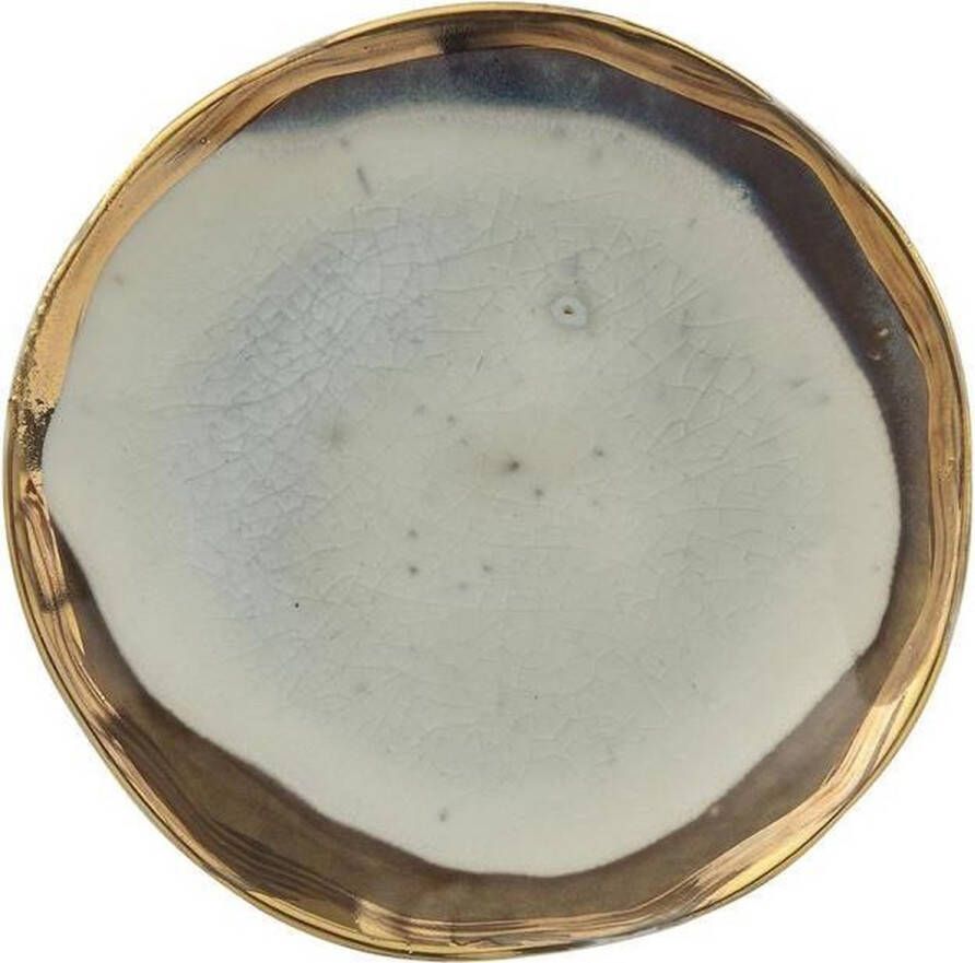 Bloomingville Bord Stoneware 12 5xH2 cm Off White Bruin Goud