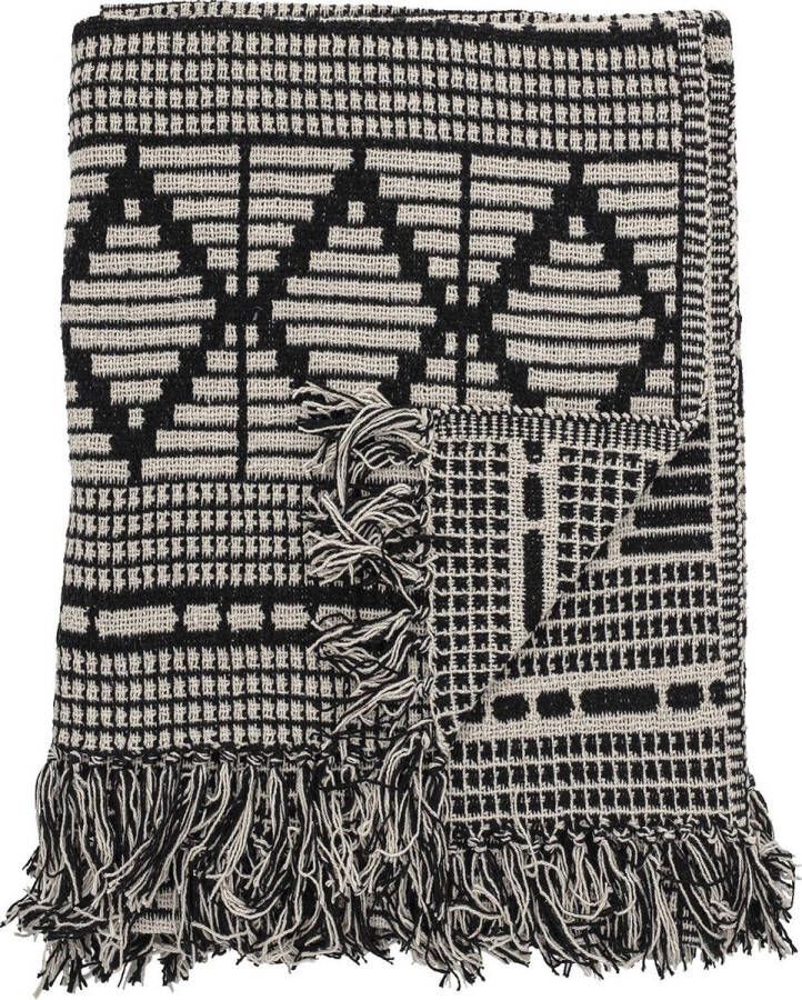 Bloomingville Gutte Plaid Zwart Recycled Katoen