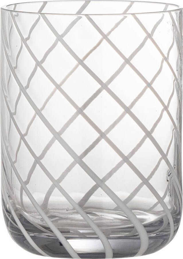 Bloomingville Havin waterglas transparant witte lijn D 7 cm H 10 cm 350 ml