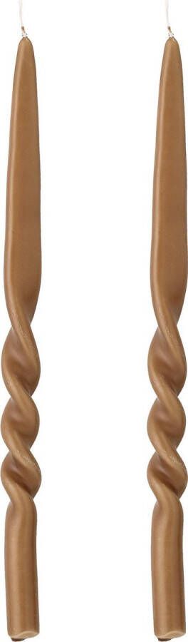 Bloomingville Kaarsen Gedraaid Camel Set van 2 L 40 cm