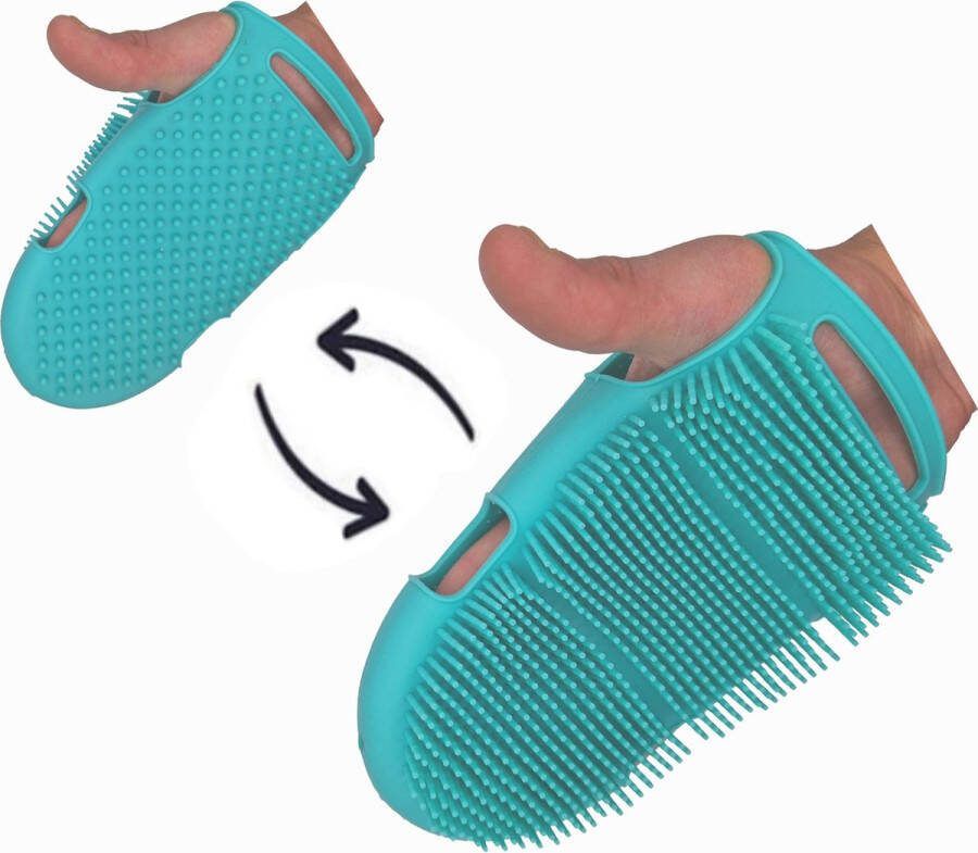 Blubs – Washand – Badborstel – Dry brush – Scrubber – Lichaamsborstel – badborstel douche – Handschoen scrubber – Huidborstel – doucheborstel – bad- & doucheaccessoires – Doucheborstel washand – Siliconen borstel – Massage – Washandje – Cyaan