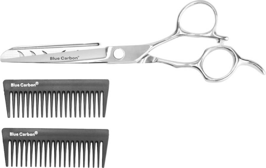Blue Carbon X TITAN Kapperskam en schaar in één Kamschaar Snel haren knippen Barber Kam Knipkam Haaraccessoires
