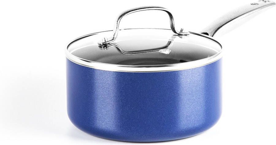 Blue Diamond steelpan met deksel ø18cm blauw inductie anti-aanbak PFAS-vrij