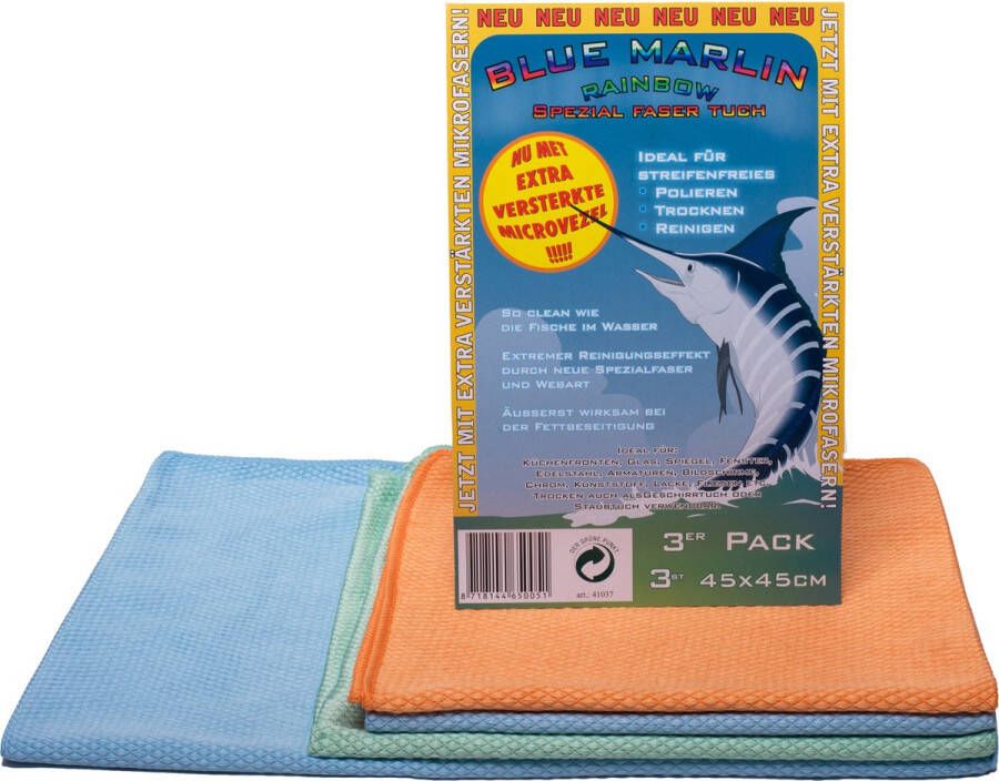 Blue Marlin Microvezel Doeken- Koi Doeken Set 3 Stuks + 1 Gratis Blauwe Koi Dweil