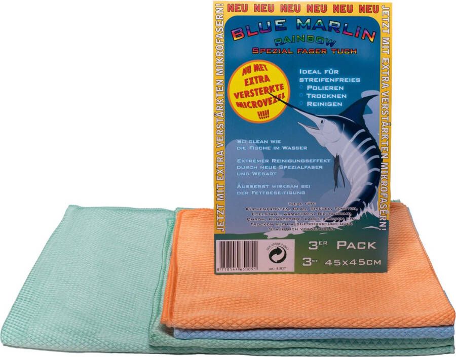 Blue Marlin Microvezel Doeken- Koi Doeken Set 3 Stuks + 1 Gratis Groene Koi Dweil