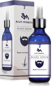 Blue Miracle Baardgroei Serum – Baardolie – Baardbalsem – Baardgroei Stimuleren – VEGAN – Gratis Dermaroller – 50 ML
