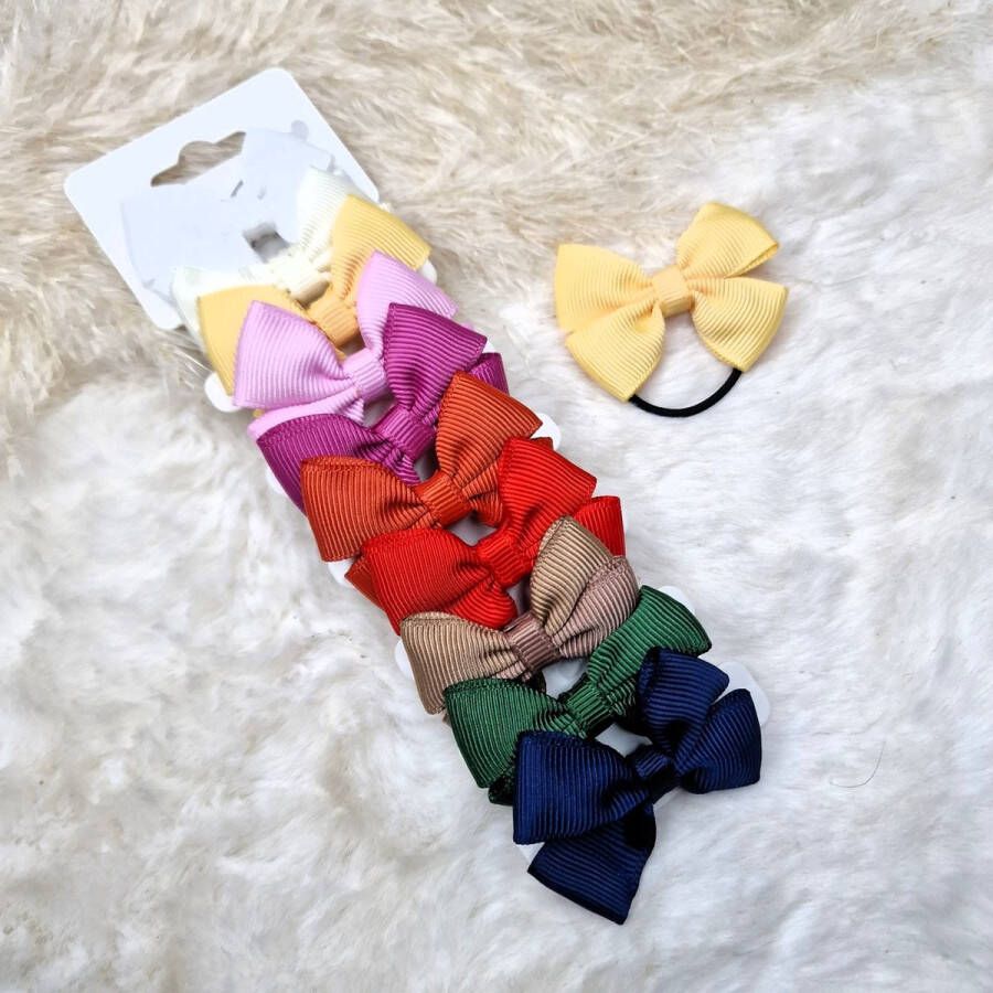 Blue or Pink Haarelastiekjes met strik Elastiekjes Strikjes Meisje set van 10