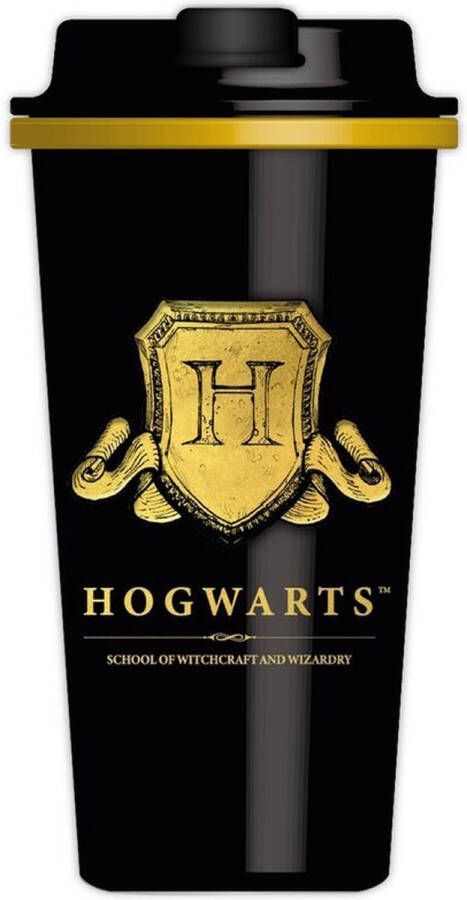 Blue sky studio's Harry Potter Hogwarts Thermische Reisbeker met Schroefdeksel Geel en Zwart 450ml