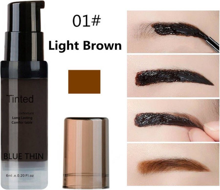 Blue Tin Blue Thin Tattoo Brow Peel-Off Gel Brow Gel Wenkbrauw Gel Mascara – Light Brown #01 – Assortiment Het Gemak