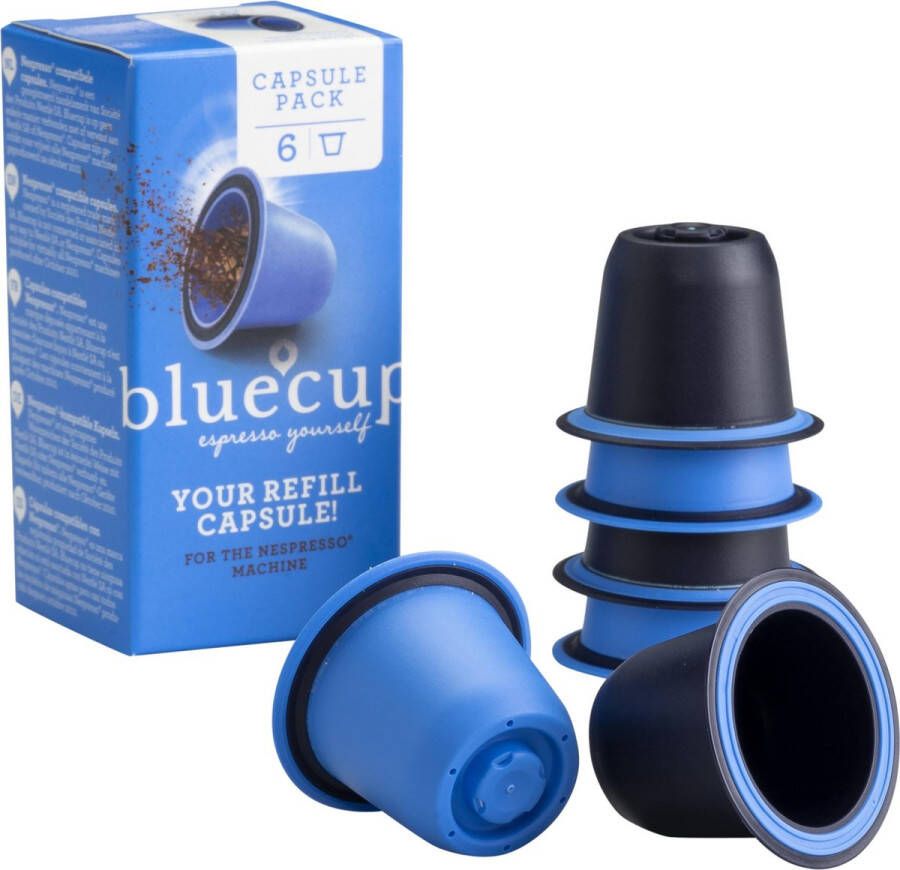 Bluecup cuppakket Hervulbare Nespresso Cup (Aanvulling op Start pakket) en werkt met Hema Koffiecapsulemaker