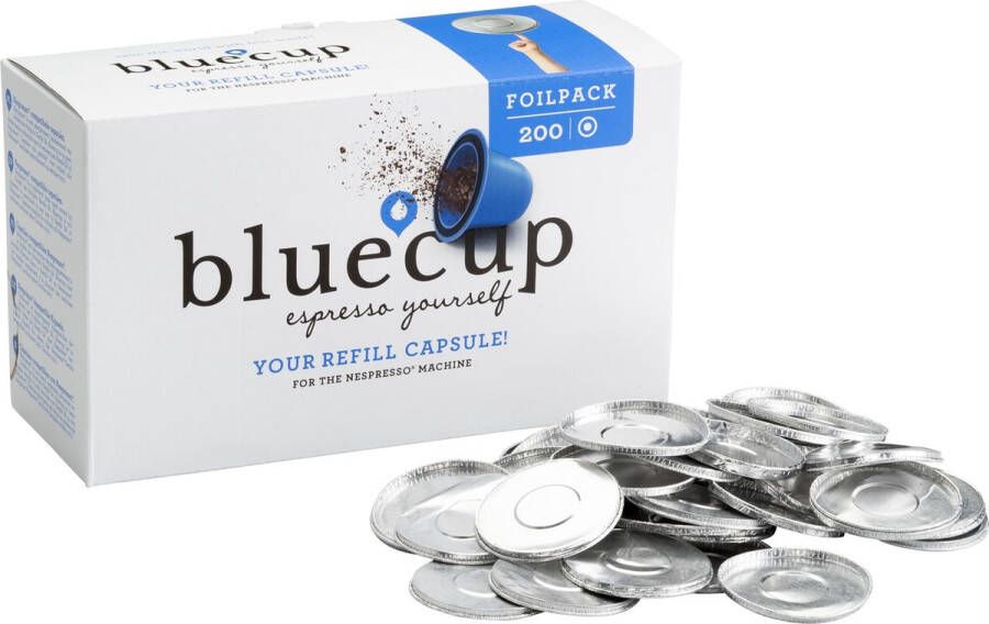 Bluecup Dekselpakket Hervulbare Nespresso Cup (Aanvulling op start pakket) en werkt met Hema Koffiecapsulemaker