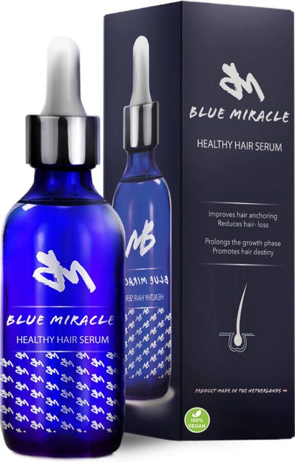 BlueMiracle Blue Miracle Haarserum 100 ml Haargroei Serum Haarolie Serum Tegen haaruitval 100% Vegan GRATIS Dermaroller Haargroeien Vrouwen Haargroeien Mannen