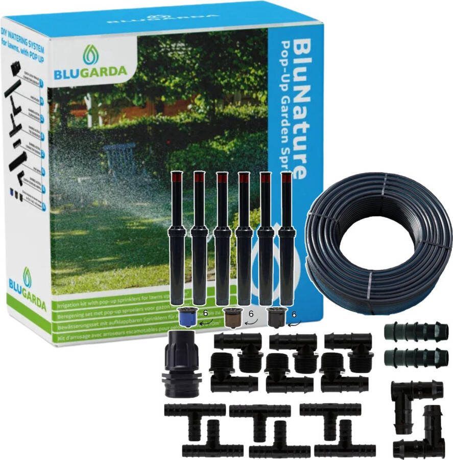 BluGarda BluNature Pop-Up Garden Sprinklers Pop Up Sproeier Beregening Irrigatiesysteem Tuin Set voor Gazon tot 70m2