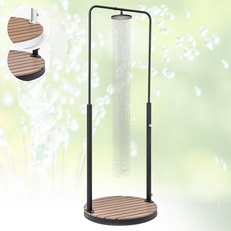 Blumfeldt Sumatra Falls Round buitendouche WPC aluminium Ø 80 cm rond