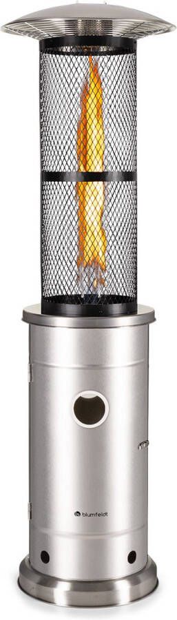 Blumfeldt Goldflame Terrasverwarmer op gas 11 2 kW Terrashaard Flame Heater Warmtestraler Edelstaal