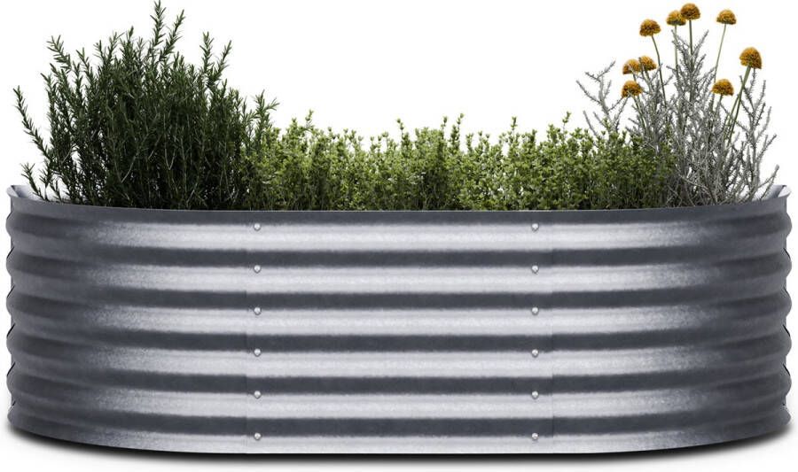 Blumfeldt High Grow Extended hoge kweekbak 150x60x43cm Stalen golfplaat Zilver