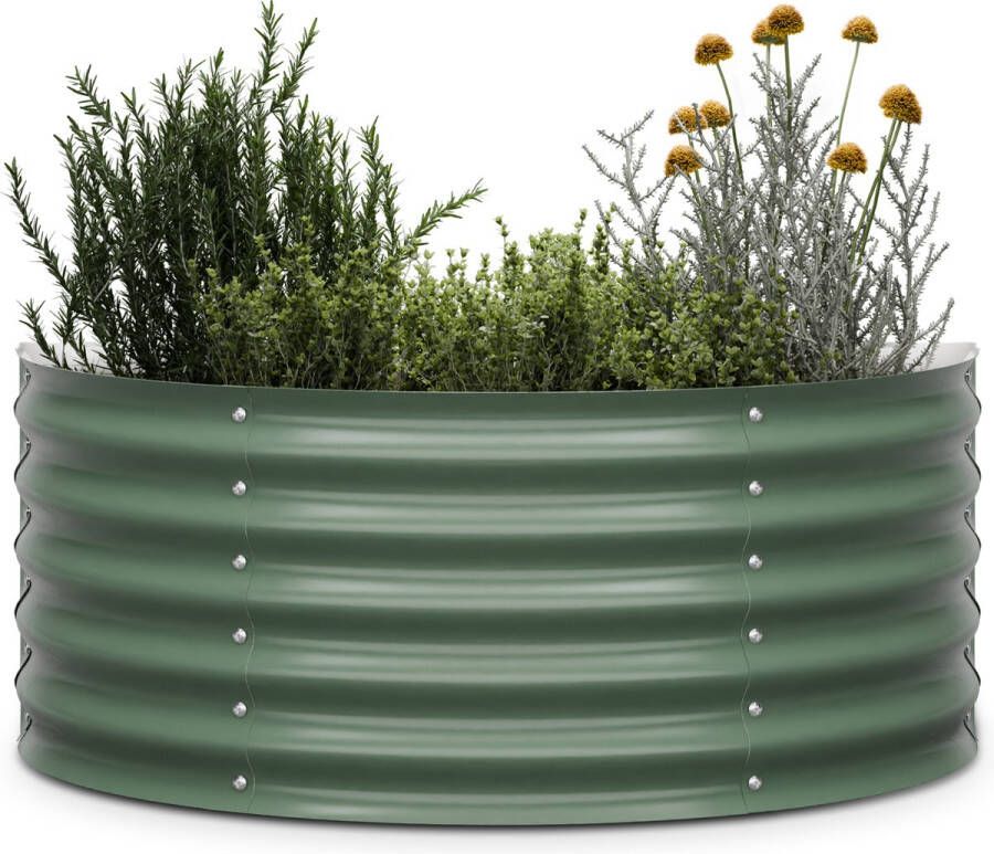 Blumfeldt High Grow Half Circle hoge kweekbak 105x60x43cm Stalen golfplaat Moskleur