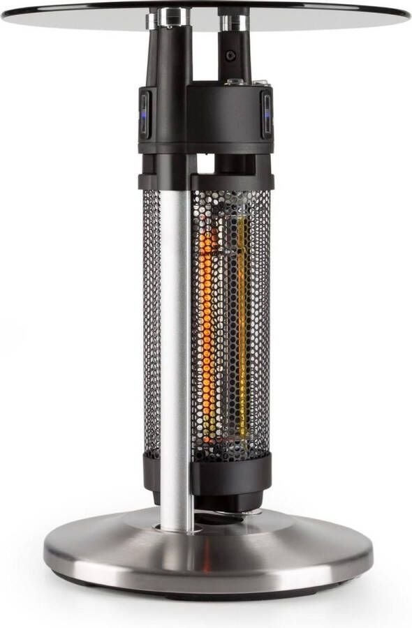 Blumfeldt Primal Heat 65 bijzettafel met heater Terrasverwarmer infrarood Verwarming voor buiten 1200W Met LED-verlichting 65 cm hoog Glas