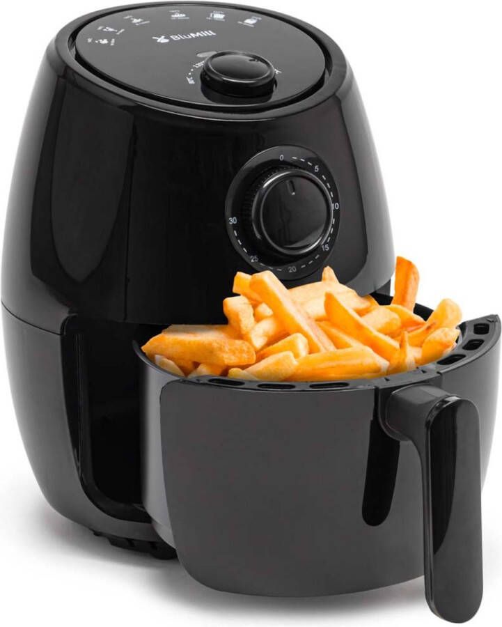 BluMill Mini Airfryer Compacte Heteluchtfriteuse Airfyer 2 Personen 1000W 2L