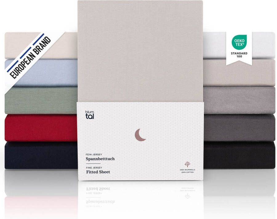 Blumtal Hoeslaken Premium Jersey 100 x 200 cm tot 40 cm Matrashoogte Moonlight Grey 100% Katoen Boxspring