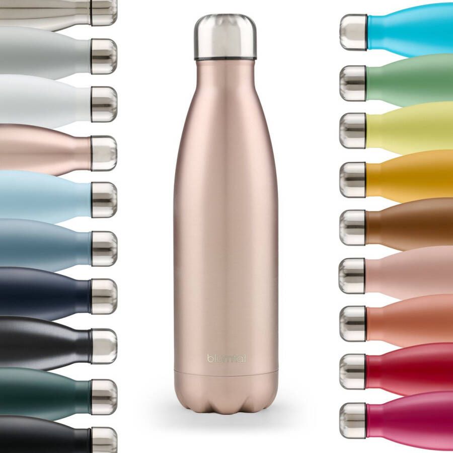 Blumtal Thermosfles Met dubbele wand Thermosbeker Koffie Thee en Koele dranken Travel Mug 1000ml Rose Metallic