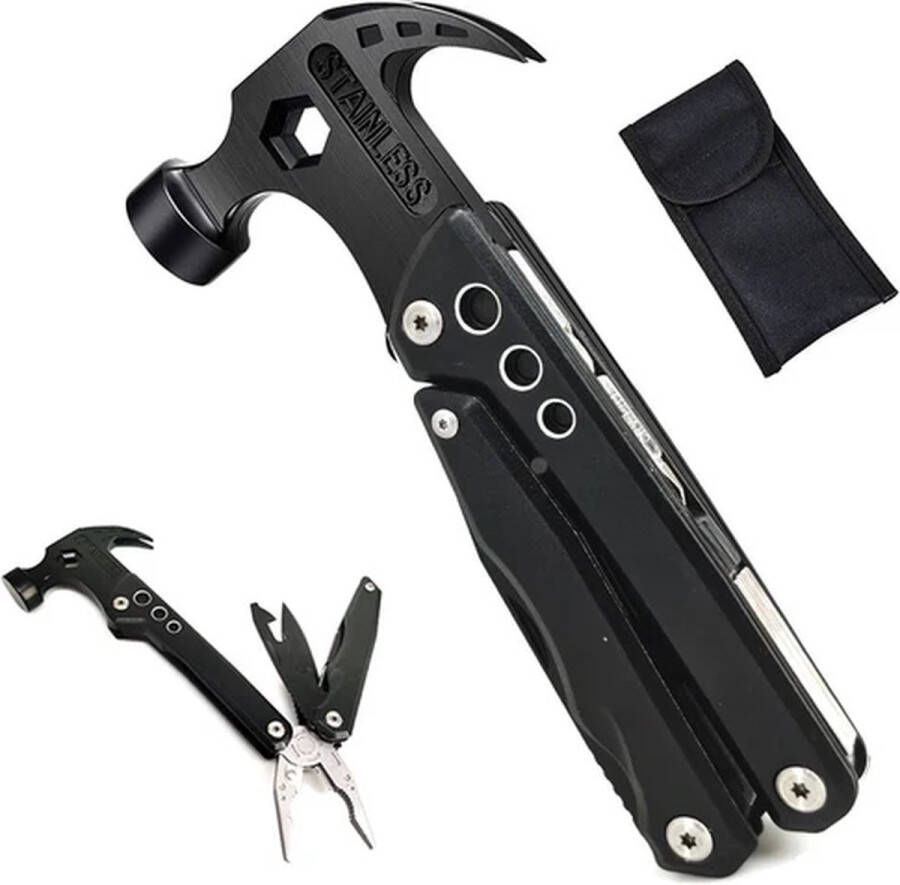 Blyx 16-in- 1 Klauwhamer Multifunctioneel Hamer Multifunctionele Hamer Multitool Accessoires Uitvouwbaar Zwart