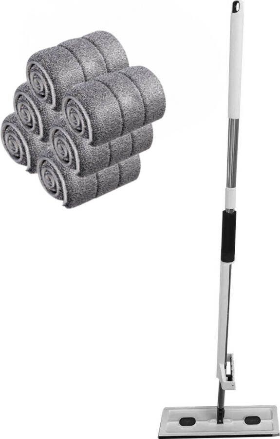 Blyx Dweilstok Dweil Dweilen Dweilset Dweilsysteem Dweilset Dweilsysteem Met Wringer 360° Roterende Kop Wring Systeem Wit