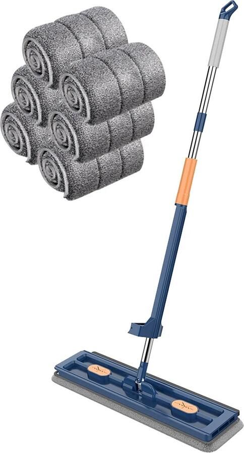 Blyx Dweilstok Dweil Dweilen Dweilset Dweilsysteem Dweilset Dweilsysteem Met Wringer 360° Roterende Kop Wring Systeem Blauw