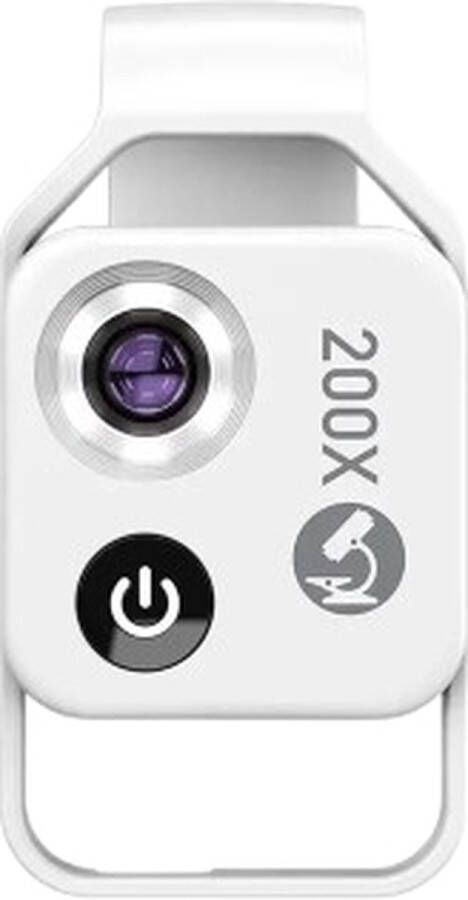 Blyx Telefoon Microscoop Vergrootglas 4K Telefoon Lens Super Macro (Microscoop Lens) LED licht 68x35MM Wit
