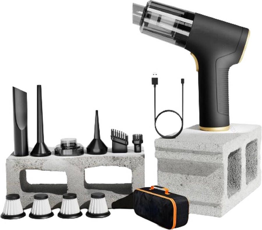 Blyx Handstofzuiger Draadloos Stofzuiger Zonder Zak Handstofzuiger Kruimeldief Snoerloos Auto Reiniger Inclusief 6 Gratis Accessoires Draadloos Zwart