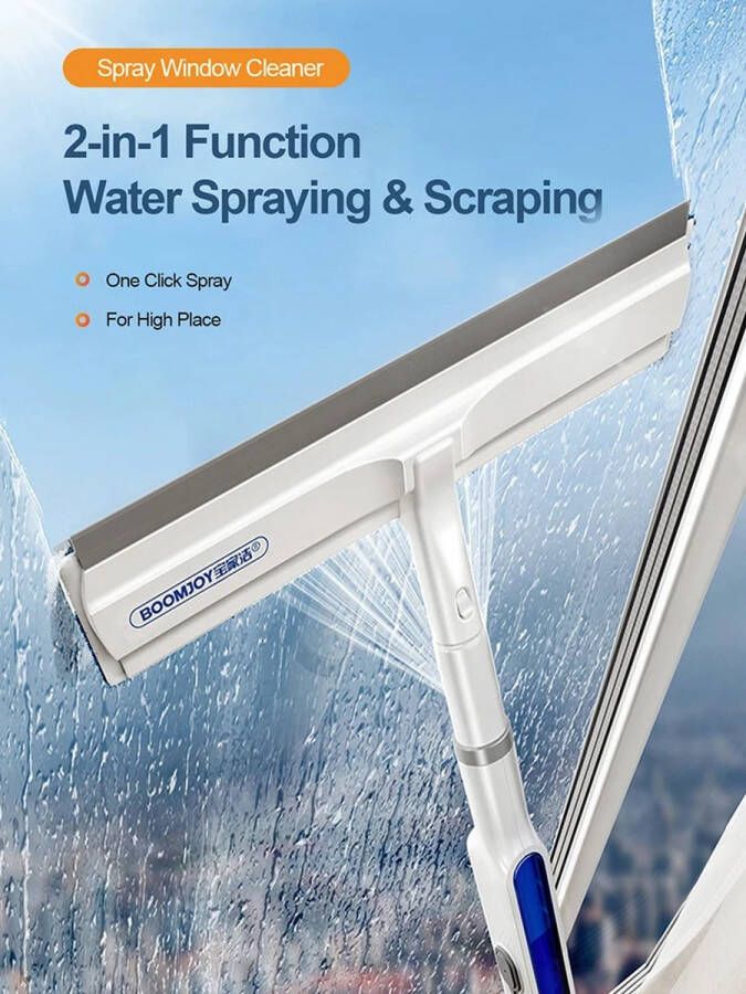 BMetics Professionele Raamwisser Reiniger 2 in 1 Douche Wisser met Verlengstok Telescopische Raamwasser met Flexibele Kop Glasreinigingsgereedschap voor binnen en buiten