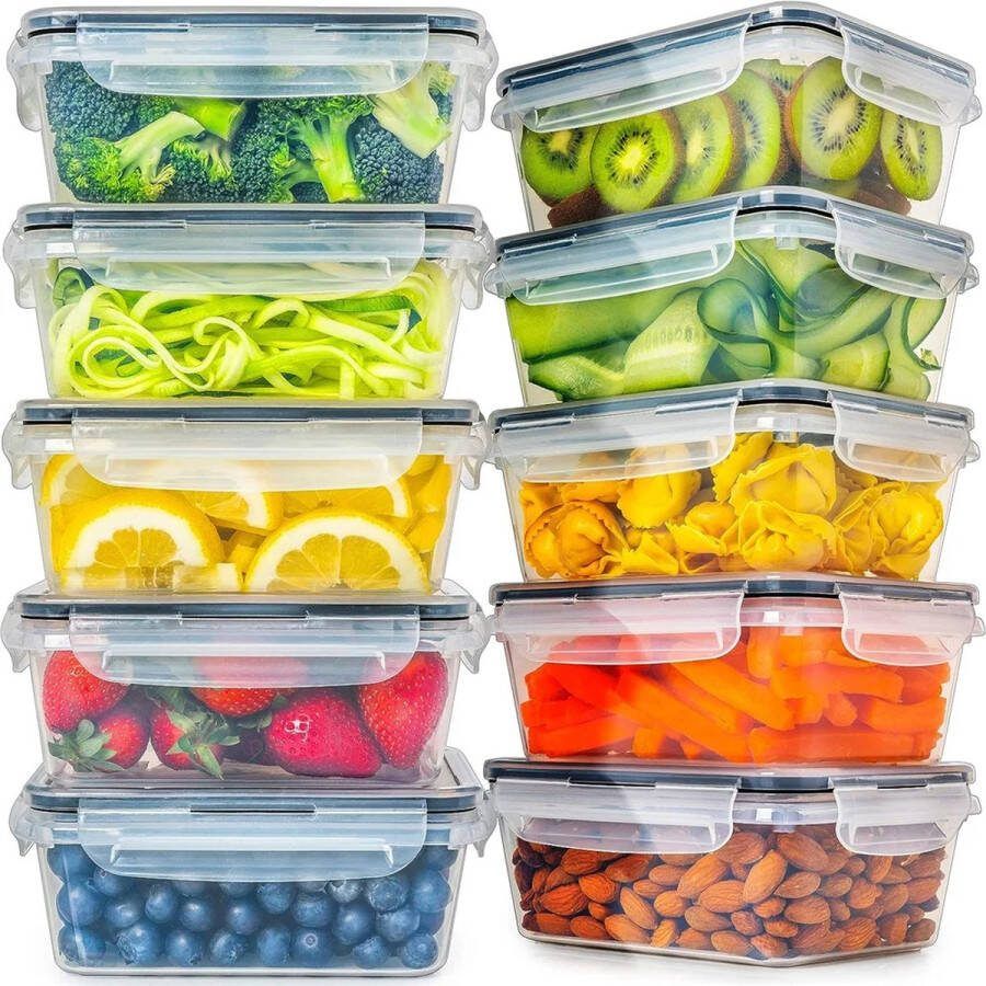 BMetics Vershoudbakjes Meal Prep Bakjes Plastic Diepvries Bakjes Met Deksel 10 Delige set BPA Vrije Magnetronbakjes