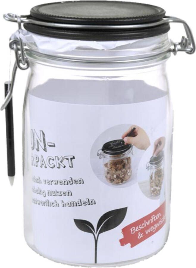 BMPdesign Weckpot Beugelpot Met Krijtborddeksel + Krijtpotlood 1000ml 3 Stuks